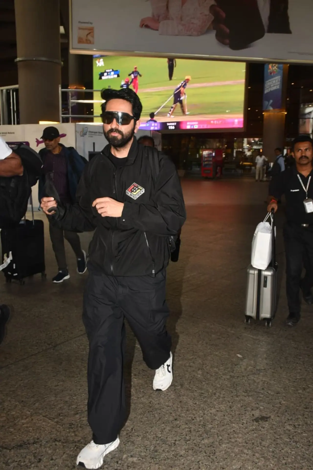Ayushmann Khurrana was spotted arriving in the city on Monday morning, looking cool in an all-black ensemble.